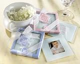 New Beginnings Glass Photo Coasters in Charming Pram Gift Box - Blue (Set of 6) - Baby Shower Gifts