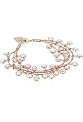 Anne Klein "Classic Rose" Rose Gold Tone Crystal 3-Row Shaky Bracelet