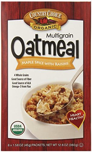 Country Choice Organic Multi Grain Maple Spice with Raisins Oatmeal, 8 Count Servings (Pack of 6)