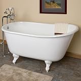 53 Cast Iron Swedish Slipper Tub (Polished Brass Ball & Claw Feet / Rolled Rim / No Tap Holes)