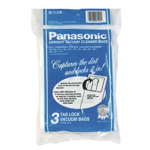 Panasonic M-CV145MS Type U-6 Tab Lock Micro Paper Bag, 3 Pack
