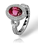 Pave Diamond Oval Pink Tourmaline Ring in white gold by Zasha Signature Jewelry