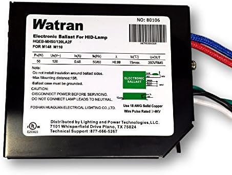 Watran 80106 HQEB-MH50/120LA2F 120V Metal Halide 50W Electronic Ballast