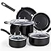 Cook N Home 8-Piece Nonstick Heavy Gauge Cookware Set, Black