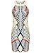 ROMWE Women's Cutaway Sleeveless Geometric Print Party Dress White M