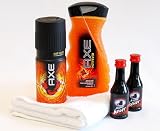 Produkt-Bild: M&auml;nnergeschenke Set ENERGY MAN mit Axe Deospray und Duschbad Hot Fever dazu zweimal kleiner Keiler als Geburtstagsgeschenke und Valentinstagsgeschenke Set