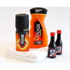M�nnergeschenke Set ENERGY MAN mit Axe Deospray und Duschbad Hot Fever dazu zweimal kleiner Keiler als Geschenke zum Geburtstag Set