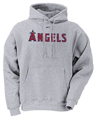 Los Angeles Angels MLB Grey Embroidered Tackle Twill Hooded Sweatshirt By Nike Team Sports