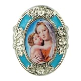 Mary and Child Turquoise Enamel Stretch Ring