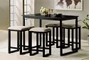 5pc Counter Height Dining Table & Stools Set Black Oak Finish