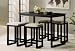 5pc Counter Height Dining Table & Stools Set Black Oak Finish