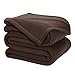 DOZZZ Queen Polar-Fleece Thermal Blanket Brown (90 by 90 Inches) - Extra Soft Brush Fabric, Super Warm Bed Fleece Blanket Lightweight Couch Blanket, Easy Care, Machine Washable Blanket