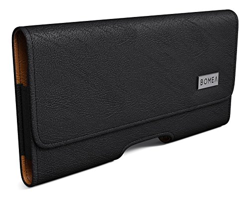 iPhone 6 Plus 6s Plus 7 Plus Holster, Bomea Premium XL Size Leather iPhone 6s Plus 7 Plus Belt Case with Clip and Loops Cell Phone Carrying Pouch Cover (Fits w/ Otterbox Lifeproof Battery Case On)