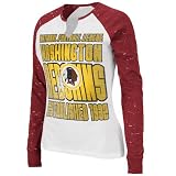 NFL Women's Washington Redskins Model Player Long Sleeve Raglan Split Crew Neck Haze Tee (White Haze/Dark Garnet Haze, Large)