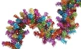 9' Fun Bright Rainbow Pre-Lit Christmas Tinsel Garland - Clear Lights
