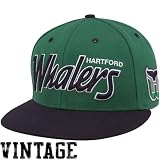 NHL '47 Brand Hartford Whalers Green-Navy Blue Retro Script Snapback Adjustable Hat