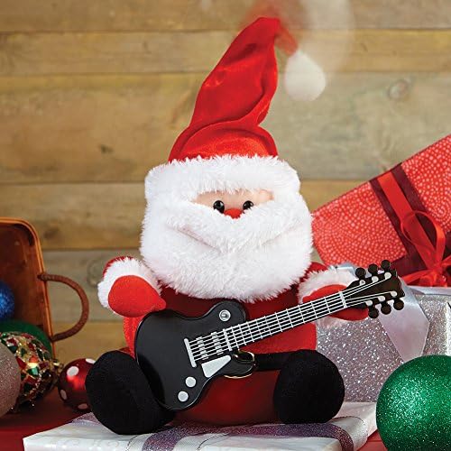 Singing Musical Rocker Santa Claus W/Guitar Animated Christmas Holiday Plush