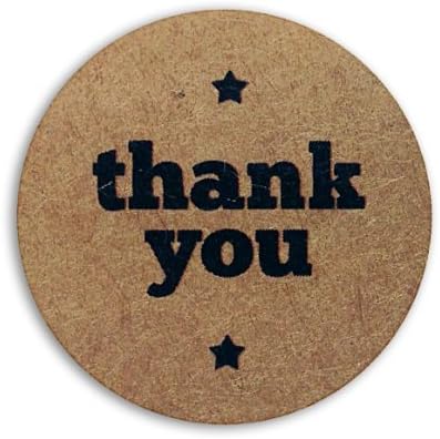 252 Thank You Kraft Stickers for Favors, 1 Inch, High Quality Brown Tan Labels