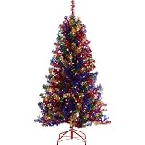 4.5 Pre-Lit Mardi Gras Rainbow Tinsel Artificial Christmas Tree - Clear Lights