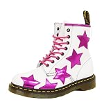 「Dr.Martens(ドクターマーチン) 8ホール ブーツ STELLA STAR PATCH レディース ホワイト×ホットピンク 13714103 4.0(23.0cm)」の画像