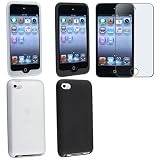 picture of 4G Touch Twin Pack Black & Clear Silicone Protective Armour Case Cover + Screen Protector Kit for New Apple iPod Touch 4th Generation - 8GB 32GB 64GB