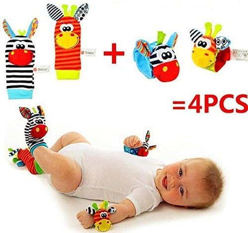 4pcs=2 Pcs Waist+2 Pcs Socks/lot,baby Rattle Toys Sozzy Garden Bug Wrist Rattle and Foot Socks