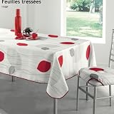 Nappe anti tache rectangulaire 150x240 cm "Feuilles tressées rouges" - NEUF
