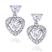 Sterling Silver Cubic Zirconia Heart-Shaped Drop Earrings by Cheline