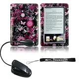 Crystal Case Pink Flower Ultimate Design Slim Premium Durable Hard Case Edition For Barnes and Noble Nook E-Reader + Includes a 4-Inch eBigvalue Determination Hand Strap