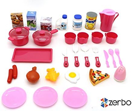 ZERBO 32 Piece Pretend Food Kitchen Playset for Kids