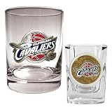 NBA Cleveland Cavaliers Rocks Glass & Square Shot Glass Set - Primary Logo