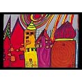 Carte d'Art: Friedensreich Hundertwasser "637A Wartende H�user" 16 x 11
