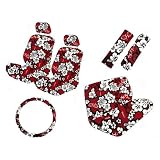Buy A Set of 11-piece Red Hawaiian Hibiscus Floral Aloha Print Seat Cover Set - 2...