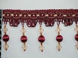 4 Classy Tassel Fringe Trim Ball Bead Burgundy Per Yard
