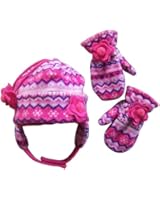 N'Ice Caps Girls Fair Isle Print Micro Fleece Hat And Mitten Set
