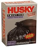 Husky 33-Gallon Twist Tie Large Trash Bags - 60 Count HK33060B