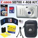 Canon PowerShot SD780IS 12.1 MP Digital Camera (Silver) + 4GB Accessory Kit