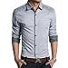 iPretty Men's Fashion Slim Fit Contrast Dress Shirt Long Sleeve Casual Shirts