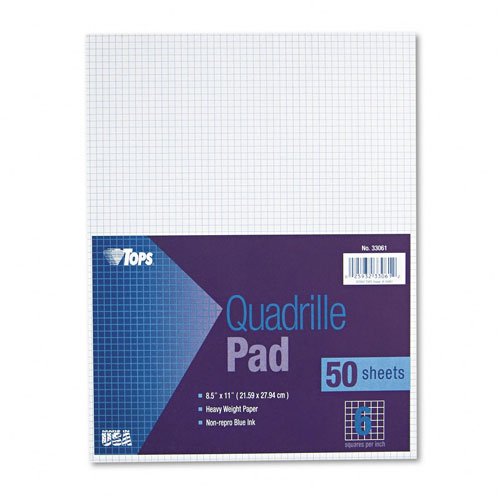 TOPS® Quadrille Pads - Six Squares Per Inch - 8-1 2 x 11 - White - 50 Sheets Pad Image TOPS® Quadrille Pads - Six Squares Per Inch - 8-1 2 x 11 - White - 50 Sheets Pad