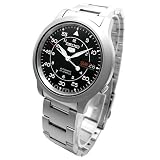 SEIKO SEIKO 5 (セイコーファイブ) 自動巻 メタルベルト ミリタリー メンズ ウォッチ ブラック×シルバー SNK809K1の画像