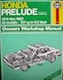 Honda Prelude CVCC 1979-82 Owner's Workshop Manual