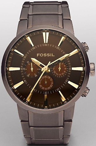 Fossil Men's FS4357 Brown Stainless Steel Bracelet Brown Analog Dial Chronograph Watch