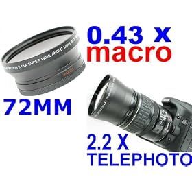 NEEWER® ~72mm Wide Angle + 72mm Telephoto lens Kit! ~ INCLUDES Lens bags! For Nikon D40 D50 D60 D70 D80 D40X D90 D80 D70 D70s + ANY Lens with 72MM FILTER THREAD!!