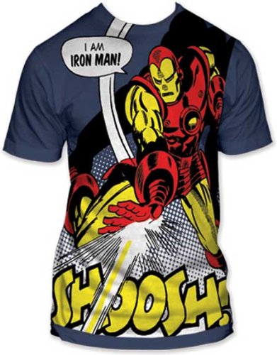  Men's Marvel Comics I Am Iron Man Big Print Subway T-shirt