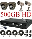 USA Security Store -- CCTV 4 High Resolution CCD Day/Night Vision Color Cameras with one H.264 4 Channels Video audio Security Surveillance DVR Digital Video Recorder System Built-in 500GB HDD, Included 4x65FT video cables and Power Supplies KIT. Supports Network Remote Viewing Over Internet, Windows IE, Windows Mobile, and Apple Mac FireFox.