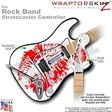 Big Kiss Red on White WraptorSkinz Skin fits Rock Band Stratocaster Guitar  ....