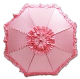 Ruffle Trim Satin Parasol Umbrella in Assorted Colors