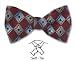 image and picture of Men's - Burgandy/Gray/Blue - Silk Woven self tie pattern bowtie