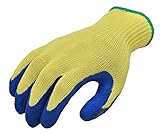 G & F 1607L Cut Resistant 100-Percent Kevlar Gloves, Heavy Weight Textured Blue Latex Coated, Large,