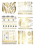 Premium Metallic Tattoos - 75+ Gold, Silver, Black Shimmer Designs. Temporary Fake Jewelry Tattoos By Terra Tattoos™ (Harmony Collection)
